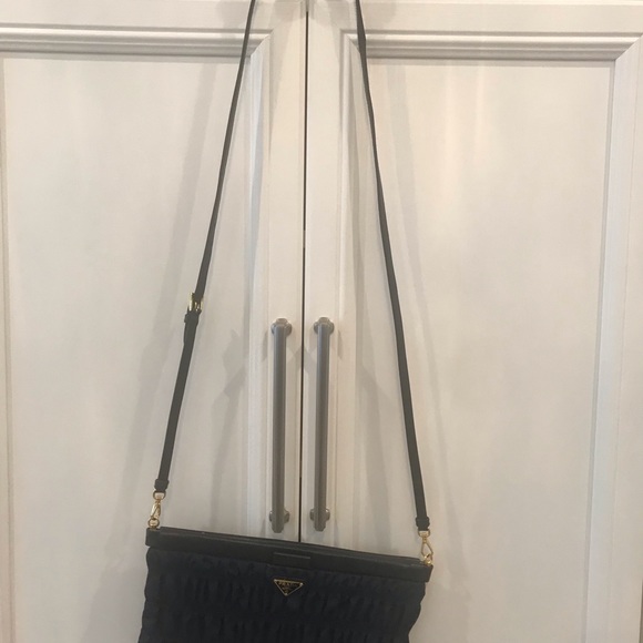 Prada Navy Ruffle Clutch with Strap - Picture 3 of 3